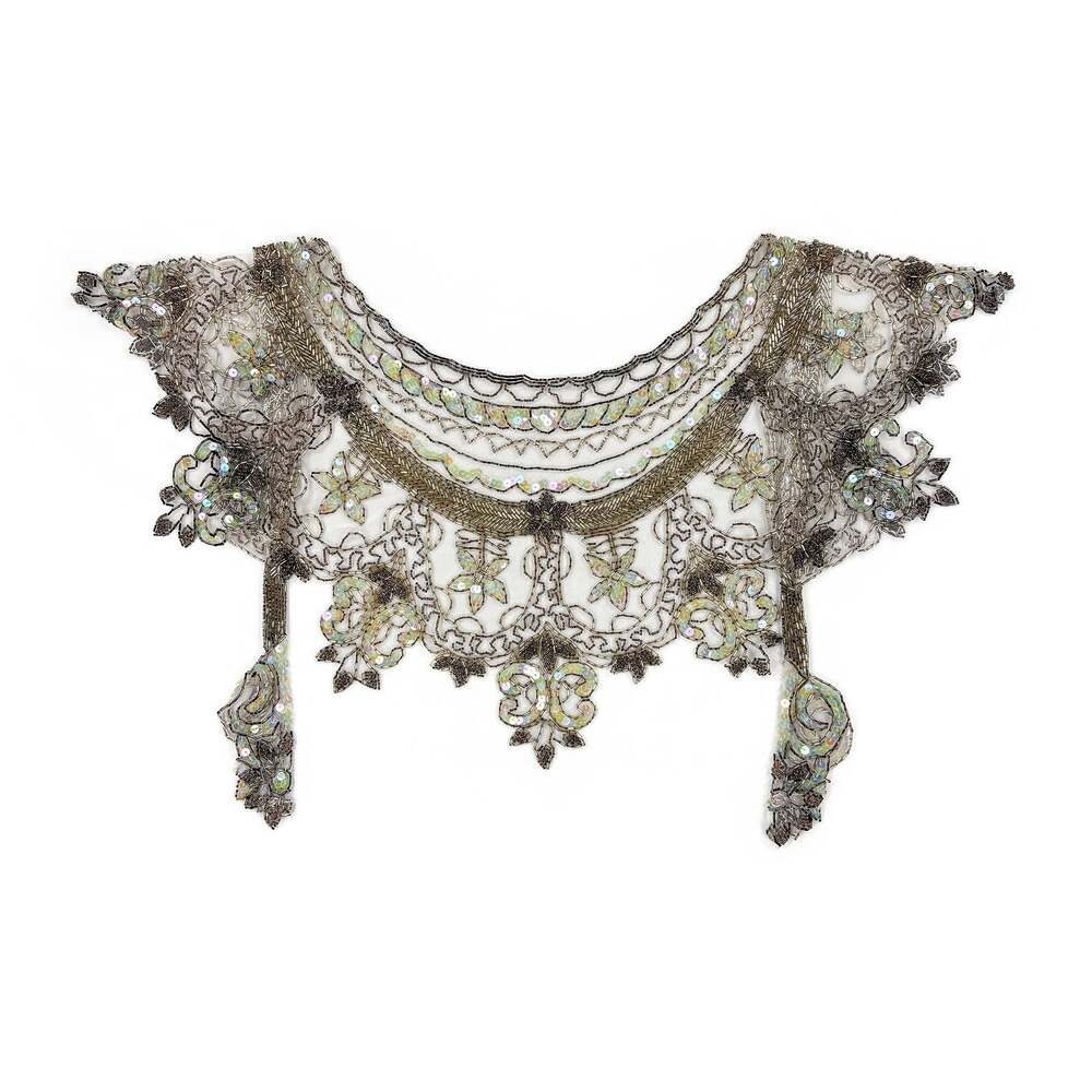 VTG Beaded Sequin Shawl Shoulder Cape Wrap Gold Art Deco Fairy Evening Formal